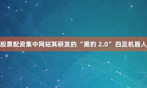 股票配资集中网站其研发的 “黑豹 2.0” 四足机器人